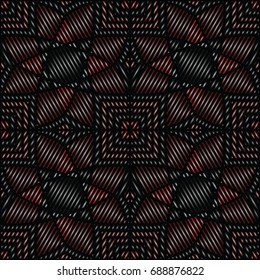 Embroidery colorful pattern with geometric ornament.