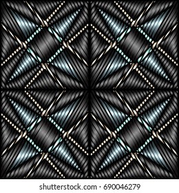 Embroidery colorful pattern with geometric ornament.