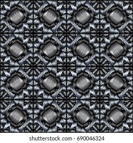 Embroidery colorful pattern with geometric ornament.