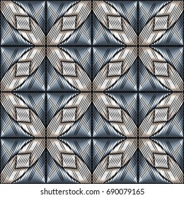 Embroidery colorful pattern with geometric ornament.