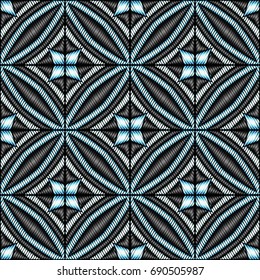Embroidery colorful pattern with geometric ornament.