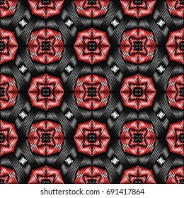 Embroidery colorful pattern with geometric ornament. embroidery vector pattern