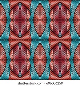 Embroidery colorful pattern with geometric ornament.