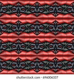 Embroidery colorful pattern with geometric ornament.