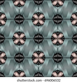 Embroidery colorful pattern with geometric ornament.  Endless pattern for ceramic tile, surface design, textiles, printing, wallpaper, handcraft, DIY