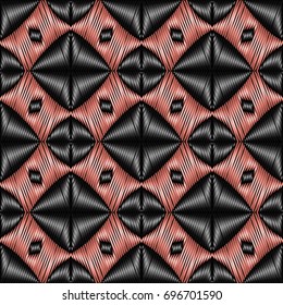Embroidery colorful pattern with geometric ornament.