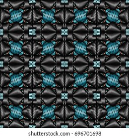 Embroidery colorful pattern with geometric ornament.