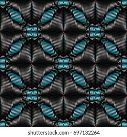 Embroidery colorful pattern with geometric ornament.