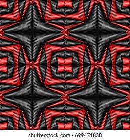 Embroidery colorful pattern with geometric ornament.