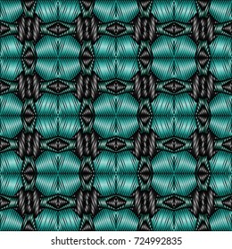 Embroidery colorful pattern with geometric ornament.