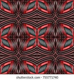 Embroidery colorful pattern with geometric ornament.