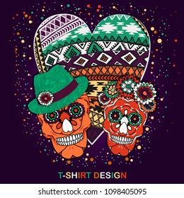 Embroidery colorful simplified ethnic  pattern . Vector  traditional folk  ornament on dark background for design. boho chic