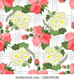 Embroidery colorful simplified  pattern of  flowers and leaves.  Vector    elements   for design. seamless  ornament 