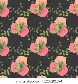 Embroidery colorful simplified  pattern of  flowers and leaves.  Vector    elements   for design. seamless  ornament 