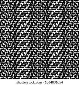 Stickereien aus Streifen, die mit Leisten oder geometrischen Elementen verziert sind. Wollhahn-Textur. Schwarz-Weiß-Dekoration.
