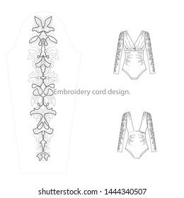 Embroidery cord design. Applique necklace in vector. - Vector.