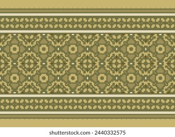 Embroidery cross stitch. ethnic patterns. geometric ethnic Indian pattern. native ethnic pattern. texture textile fabric clothing knitwear print. pixel horizontal seamless vector.