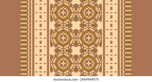 Punto de cruz bordado. Patrones étnicos. Pixel Vector Horizontal sin costuras. Patrón geométrico étnico indio. Patrón étnico nativo. Borde de puntada cruzada. Textura Textil Tela Ropa Ropa de punto Imprimir.