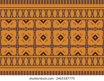 Punto de cruz bordado. Patrones étnicos. Pixel Vector Horizontal sin costuras. Patrón geométrico étnico indio. Patrón étnico nativo. Borde de puntada cruzada. Textura Textil Tela Ropa Ropa de punto Imprimir.