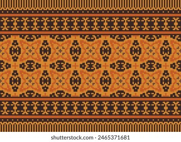 Punto de cruz bordado. Patrones étnicos. Pixel Vector Horizontal sin costuras. Patrón geométrico étnico indio. Patrón étnico nativo. Borde de puntada cruzada. Textura Textil Tela Ropa Ropa de punto Imprimir.