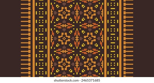 Punto de cruz bordado. Patrones étnicos. Pixel Vector Horizontal sin costuras. Patrón geométrico étnico indio. Patrón étnico nativo. Borde de puntada cruzada. Textura Textil Tela Ropa Ropa de punto Imprimir.
