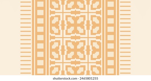 Embroidery Cross Stitch. Ethnic Patterns. Pixel Horizontal Seamless Vector. Geometric Ethnic Indian Pattern. Native Ethnic Pattern. Cross Stitch Border. Texture Textile Fabric Clothing Knitwear Print.