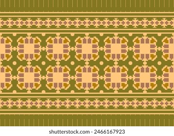 Embroidery Cross Stitch. Ethnic Patterns. Pixel Horizontal Seamless Vector. Geometric Ethnic Indian Pattern. Native Ethnic Pattern. Cross Stitch Border. Texture Textile Fabric Clothing Knitwear Print.