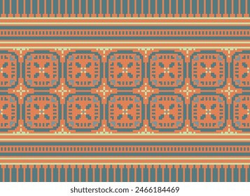 Punto de cruz bordado. Patrones étnicos. Pixel Vector Horizontal sin costuras. Patrón geométrico étnico indio. Patrón étnico nativo. Borde de puntada cruzada. Textura Textil Tela Ropa Ropa de punto Imprimir.