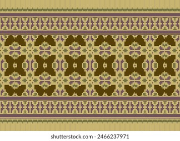 Punto de cruz bordado. Patrones étnicos. Pixel Vector Horizontal sin costuras. Patrón geométrico étnico indio. Patrón étnico nativo. Borde de puntada cruzada. Textura Textil Tela Ropa Ropa de punto Imprimir.