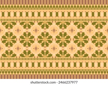 Punto de cruz bordado. Patrones étnicos. Pixel Vector Horizontal sin costuras. Patrón geométrico étnico indio. Patrón étnico nativo. Borde de puntada cruzada. Textura Textil Tela Ropa Ropa de punto Imprimir.
