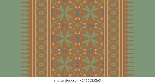 Punto de cruz bordado. Patrones étnicos. Pixel Vector Horizontal sin costuras. Patrón geométrico étnico indio. Patrón étnico nativo. Borde de puntada cruzada. Textura Textil Tela Ropa Ropa de punto Imprimir.