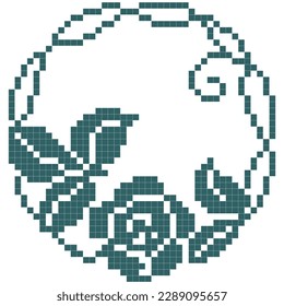 embroidery cross stitch pattern with floral elements