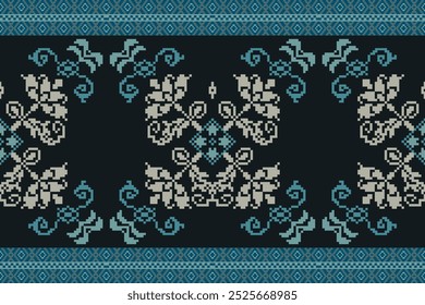 Stickerei Kreuzstich.Textur Textil Stoff Kleidung Strickwaren Druck. Native ethnische Muster.Vektor nahtlose Pixel Kunst.Abstrakt,Vektor,Illustration. Textur, Kleidung, Rahmen, Motive, Seidentapete.