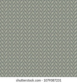 Embroidery with decorative elements in herringbone style. Graphic pattern in green and ivory. Vector illustration.