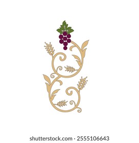 Embroidery design Bunch of grapes with wheat catholic church