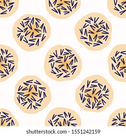 Embroidery Dot All Over Print Vector Texture. Modern Geometric Hand Drawn Stitch Circle. Seamless Abstract Spotty Pattern Background. Organic Polka Dot Watercolor Shape. Minimalist Wallpaper EPS 10