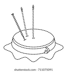 embroidery drum with pins and needles