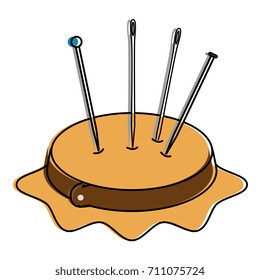 embroidery drum with pins and needles