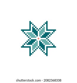 Embroidery element pixel art 8-bit isolated on white background