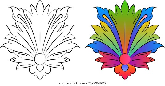 Bordados. Elementos de diseño bordados con flores y hojas de estilo vintage sobre fondo blanco. Ilustración vectorial de acciones