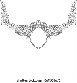 Embroidery. Embroidered design elements with traditional Thai Ornament on a white background. Stock vector illustration.