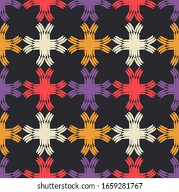 Embroidery. Ethnic boho ornament. Seamless pattern. Tribal motif. Vector illustration for web design or print.