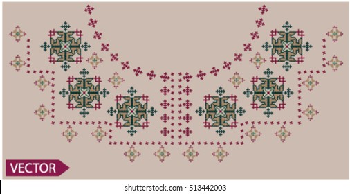 embroidery ethnic flowers neck line flower design graphics fashion wearing
