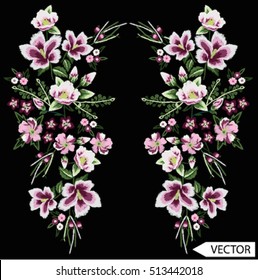 embroidery ethnic flowers neck line flower design graphics fashion wearing