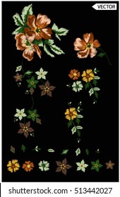 embroidery ethnic flowers neck line flower design graphics fashion wearing