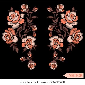 Embroidery ethnic flowers neck line flower design graphics fashion wearing