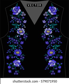 embroidery ethnic flowers neck line flower design graphics fashion wearing