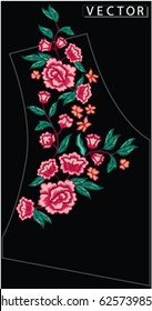 embroidery ethnic flowers neck line flower design graphics fashion wearing