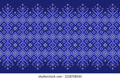 Embroidery ethnic pattern, Vector Geometric zigzag background, Cross stitch horizontal knitting style, Purple pattern jacquard decorative, Design for textile, fabric, backdrop, kaftan, pillows