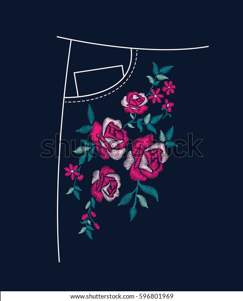 Embroidery Fashion Stock Vector (Royalty Free) 596801969 | Shutterstock